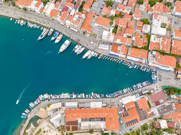 Aerial photos of foca village located in western turkey izmir foca castle