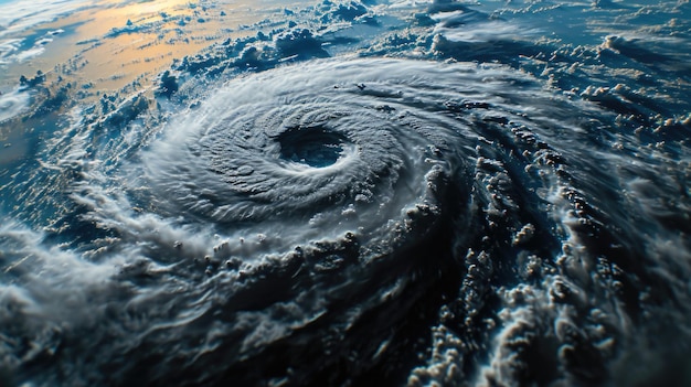 Photo aerial satellite view of a powerful tropical cyclone