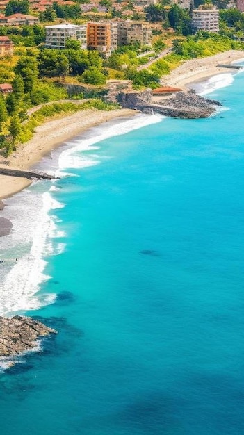 Aerial sea and alanya city view