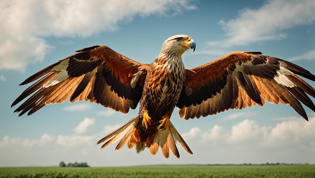 Aerial Serenity Green Field en Red Kite