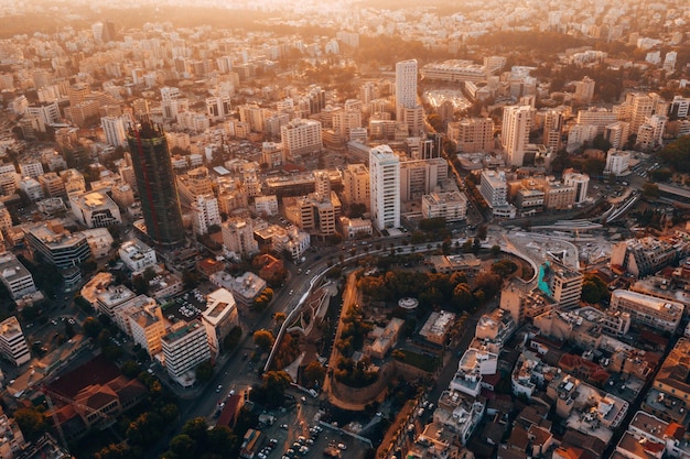 Aerial shot of the city of Nicosia in Cyprus