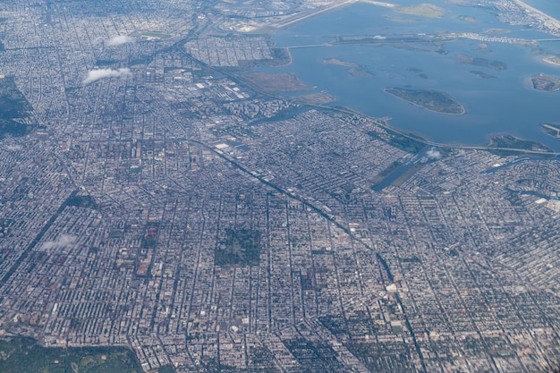 Aerial shot of homes in new york city