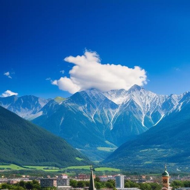 An aerial shot of innsbruck surrounded with mountains