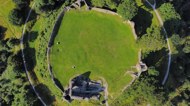 Aerial shot of Kendal Castle England