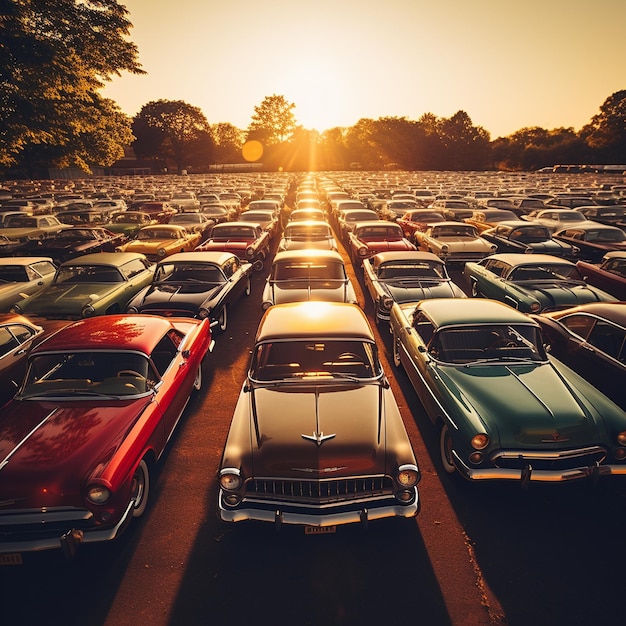 Foto una ripresa aerea di un enorme parcheggio pieno di auto