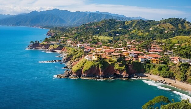 An aerial shot of a picturesque coastal town in colombia photography