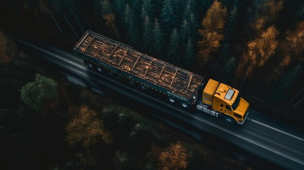 aerial shot of a road in the fall