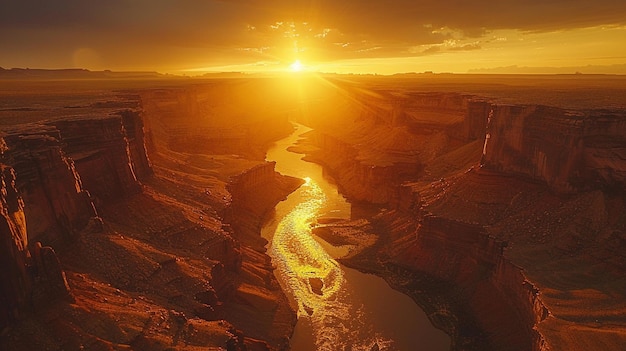 Aerial Shot Of A Winding River Canyon Wallpaper