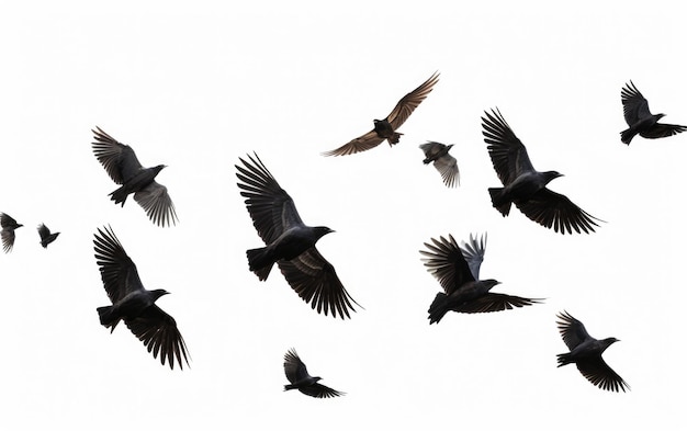 Photo aerial symphony graceful birds flock on a white or clear surface png transparent background