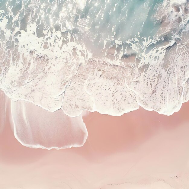 Photo aerial top view of beautiful tropical white sand beach with wave foam and transparent generative ai