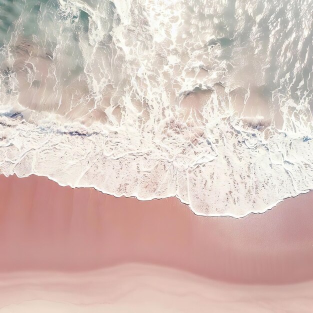 Photo aerial top view of beautiful tropical white sand beach with wave foam and transparent generative ai