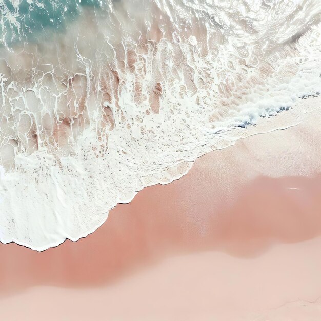 Photo aerial top view of beautiful tropical white sand beach with wave foam and transparent generative ai