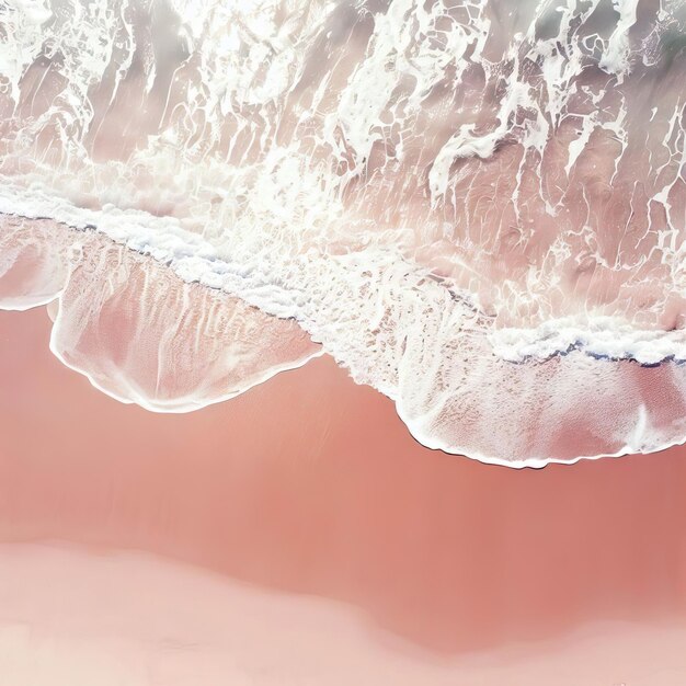 Photo aerial top view of beautiful tropical white sand beach with wave foam and transparent generative ai