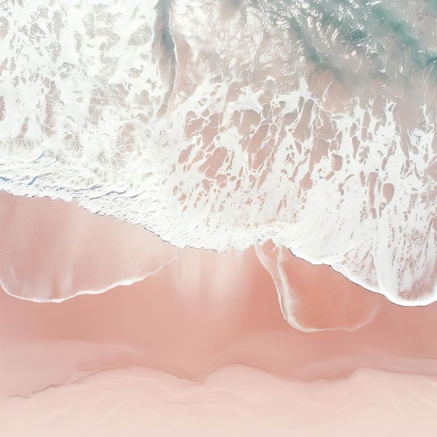 Photo aerial top view of beautiful tropical white sand beach with wave foam and transparent generative ai