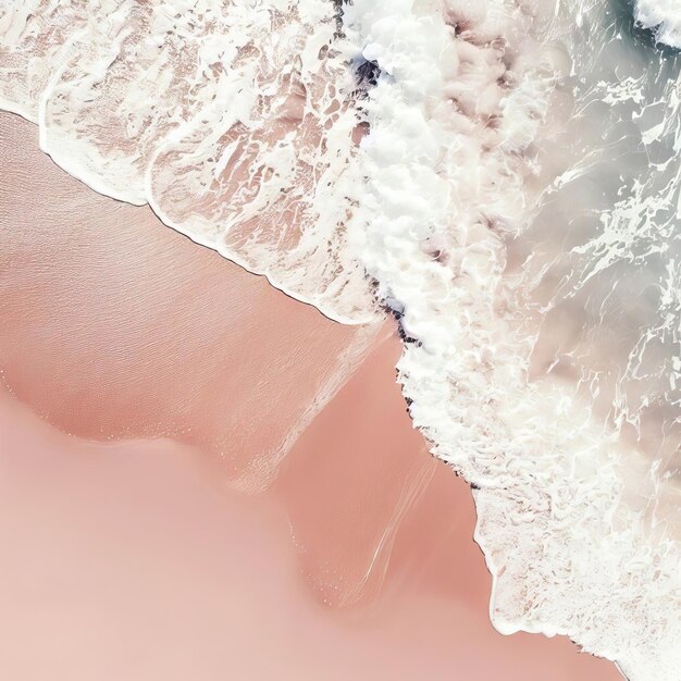 Photo aerial top view of beautiful tropical white sand beach with wave foam and transparent generative ai