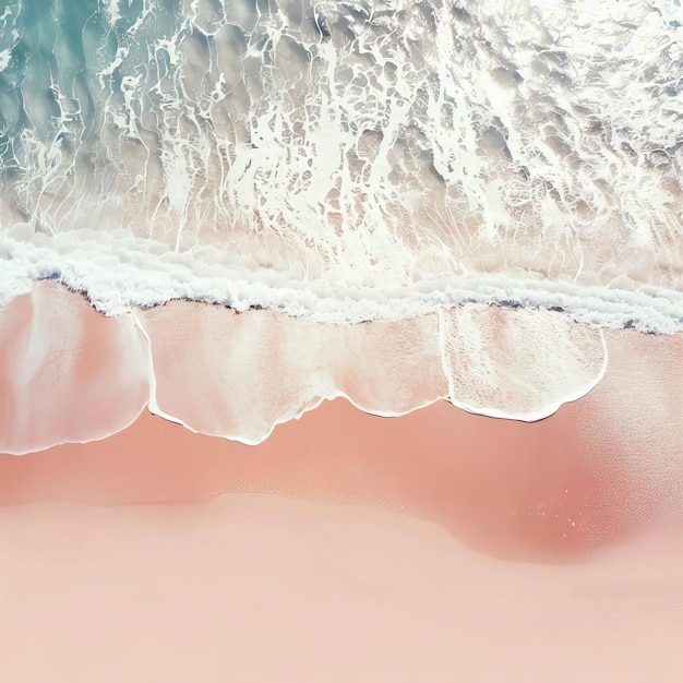 Photo aerial top view of beautiful tropical white sand beach with wave foam and transparent generative ai