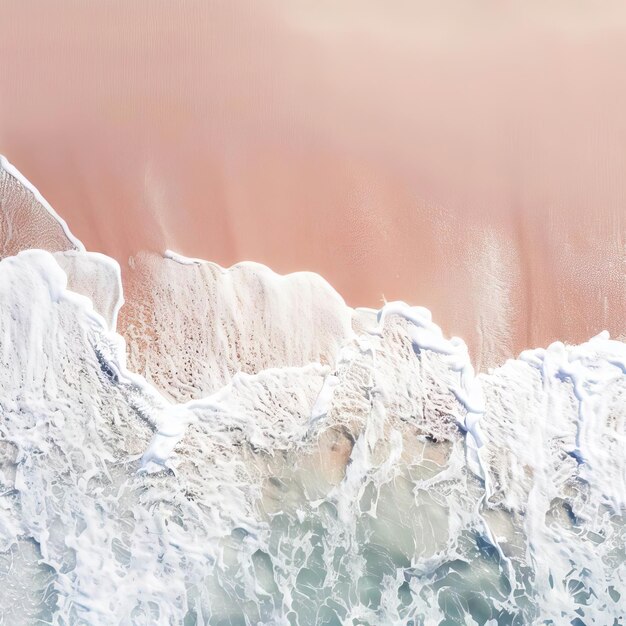 Photo aerial top view of beautiful tropical white sand beach with wave foam and transparent generative ai