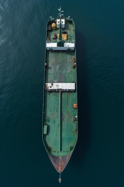 aerial top view cargo ship with military equipment for transportation humanitarian aid army