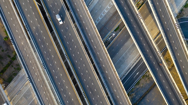 Aerial top view of highway