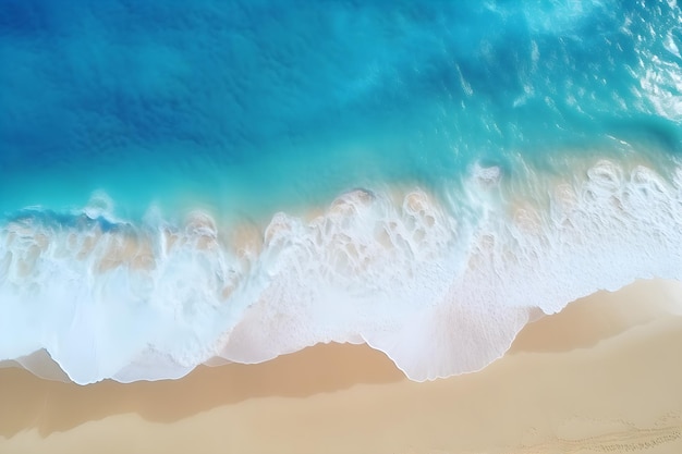 Aerial top view of wave sea beach sand AI generate