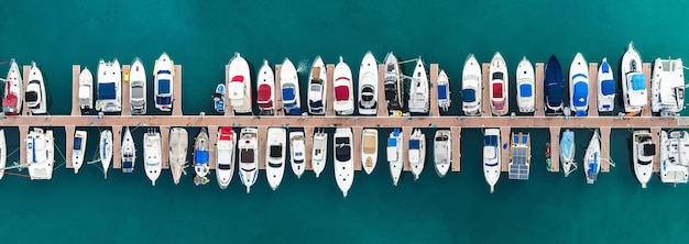 Aerial top view yacht marina in yacht club aerial luxury boats
and yachts in achor park luxury