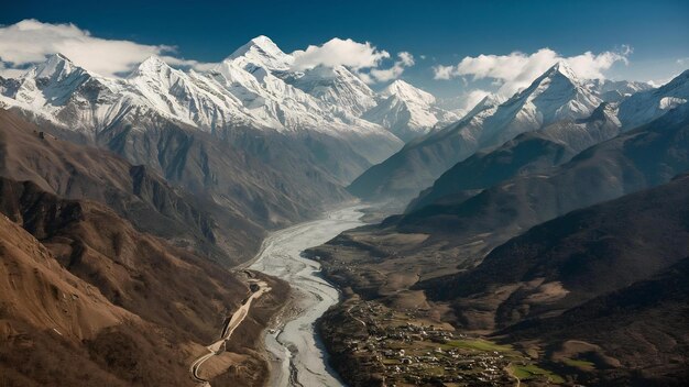 Aerial vertical shot of annapurna himalayas nepal