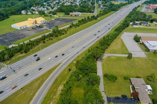 Photo aerial view in 70 highway road near scioto woods, columbus, ohio usa