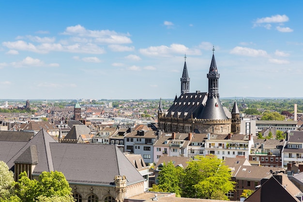 A aerial view of Aachen city with town hall in Germany. Taken outside with a 5D mark III.