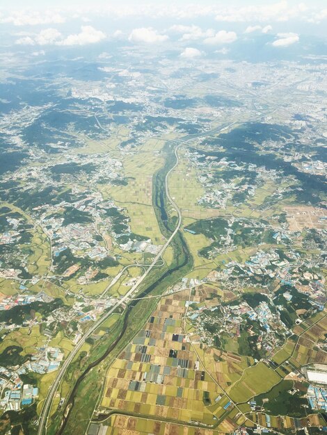 Foto veduta aerea del paesaggio agricolo