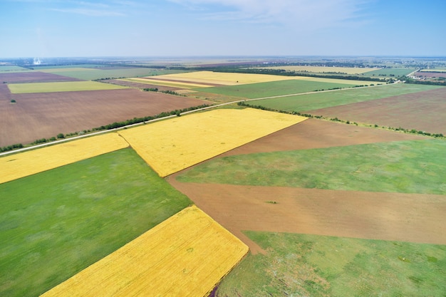Vista aerea del prato agricolo.