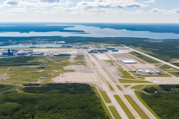 Aerial view of an airport