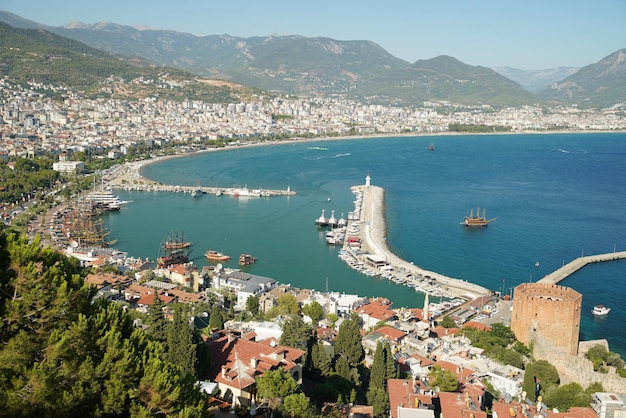 Aerial View of Alanya Town in Antalya Turkiye