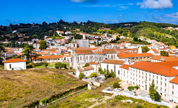 Aerial view of the Alcobaca Monastery. in Portugal