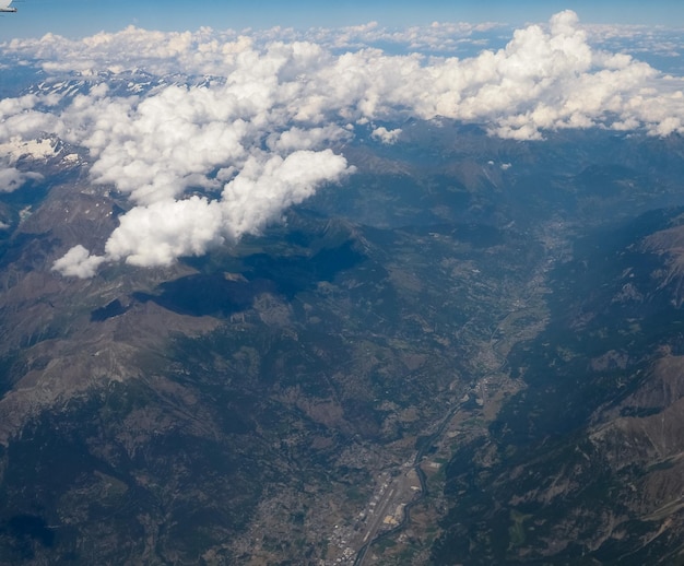 Aerial view of alps mountains