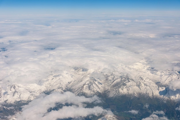 Aerial view of the Alps mountains