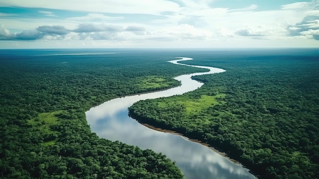 Aerial view of amazon river