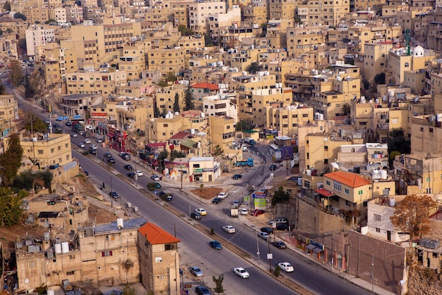 Aerial view of Amman city the capital of Jordan City scape of Amman