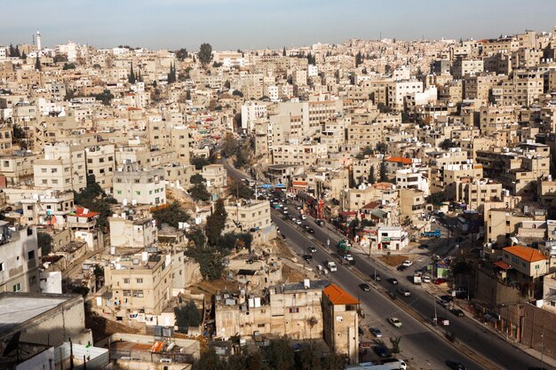 Aerial view of Amman city the capital of Jordan City scape of Amman