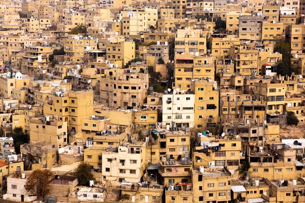 Aerial view of Amman city the capital of Jordan City scape of Amman