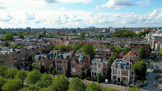 Aerial view of Amsterdam city during sunny day