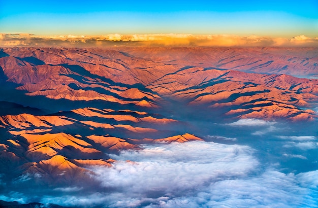 Aerial view of the andes mountains in peru