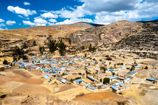 Aerial view of Antacocha village in the Peruvian Andes