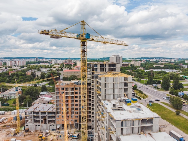 Aerial view of apartment construction site