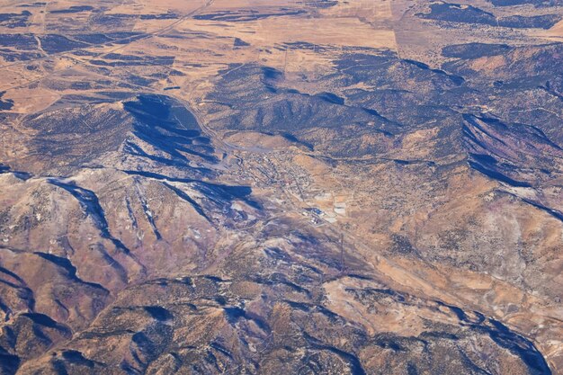 乾燥した風景の空中写真