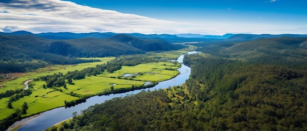 aerial view of arthur river at tarkine forest in tasmania a