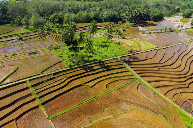 Aerial view of Asia in Indonesia's most popular region with beautiful curves