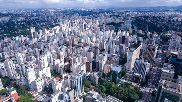 Aerial view of Av. Paulista in Sao Paulo, SP. Main avenue of the capital.