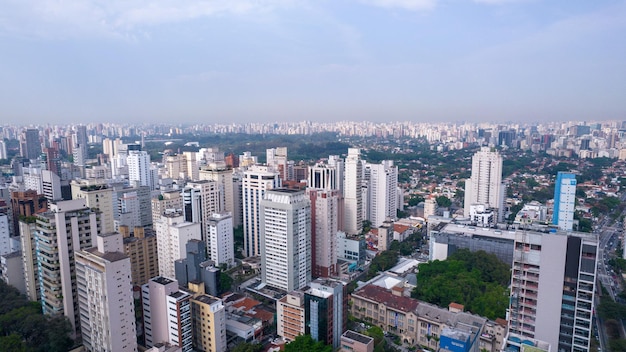 Aerial view of Av. Paulista in Sao Paulo, SP. Main avenue of the capital.