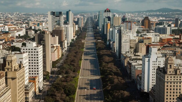 Photo aerial view of avenida paulista paulista avenue in sao paulo city brazil