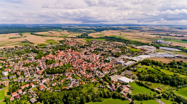 Aerial view of Bad Rodach city in Bavaria. Germany.